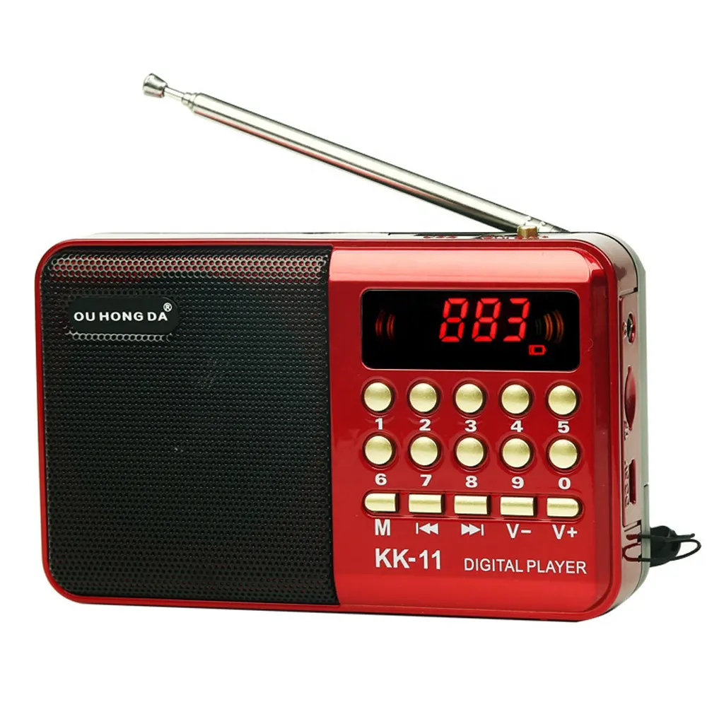 Mini Radio numérique Portable Rechargeable de grande capacité, avec prise USB FM, carte TF, lecteur MP3, haut-parleur d'extérieur