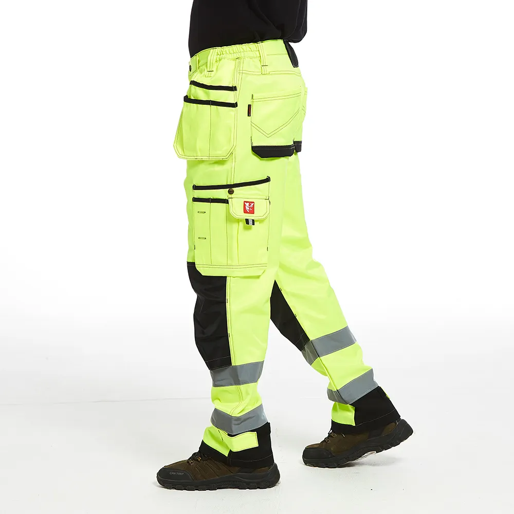 Yansıtıcı güvenlik iş giysisi erkek Hi Vis marka iş pantolon çok aracı cep ile zor tuval kumaştan yapılmış