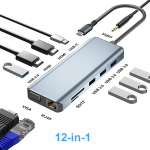 带电缆的12合1 TYPE-C多功能适配器支持4个屏幕，带有不同的显示器USB3.0 - Product Image 2