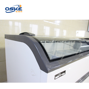 Tủ lạnh thương mại tủ trưng bày bề mặt cong tủ lạnh giữ tươi Tủ đông lạnh trong suốt bánh thủy tinh - Product Image 1