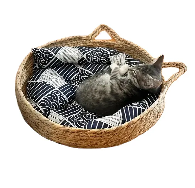 Четыре сезона универсальная соломенная съемная и моющаяся теплая домашняя кошка ротанговое гнездо для домашних животных собака кошка кровать