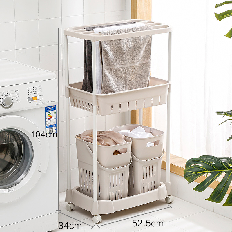 Khaki 3-tier towel rack