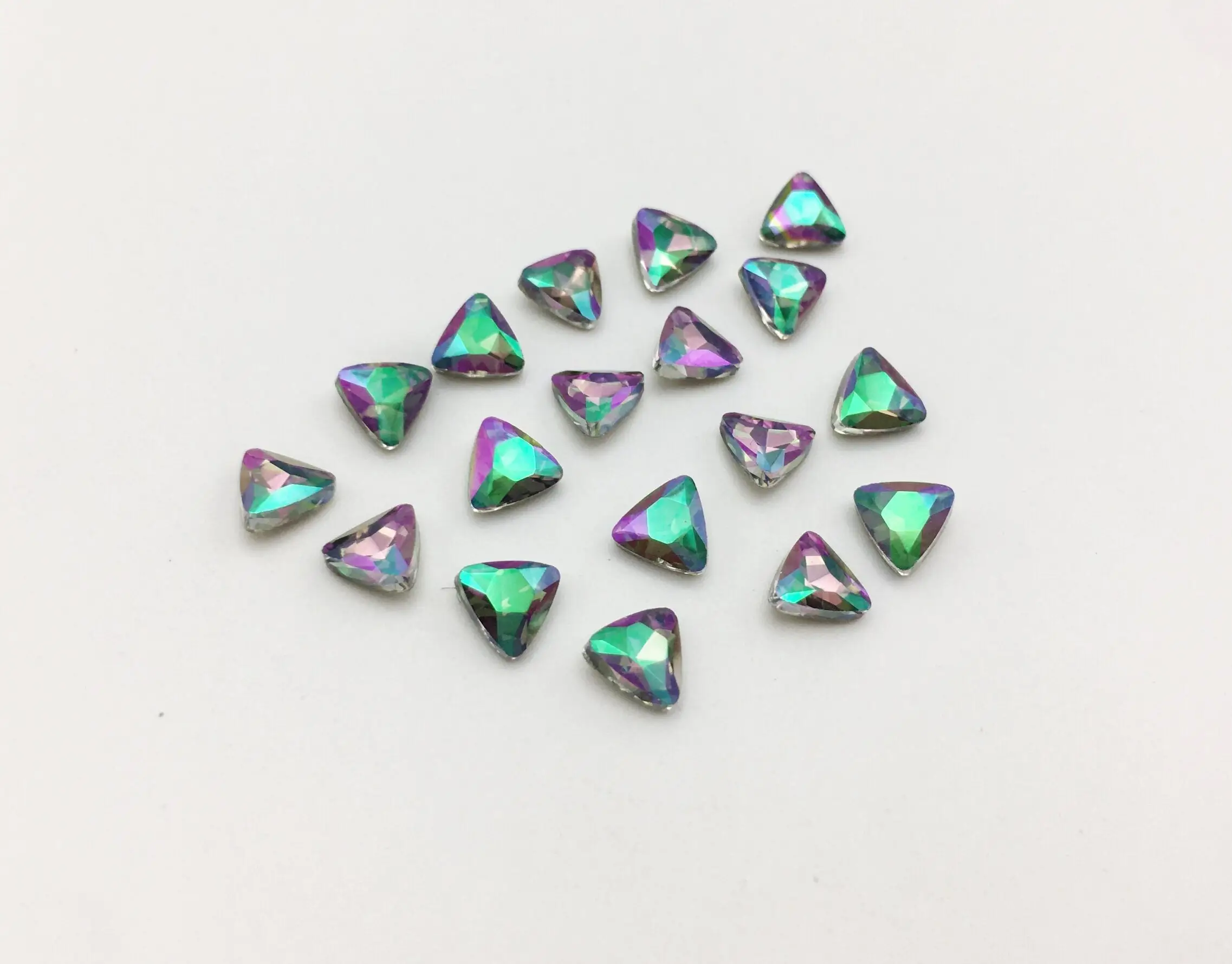 Glass diamond flat back nail art and clothing accessories triangle shoes with wholesale loose rhinestones