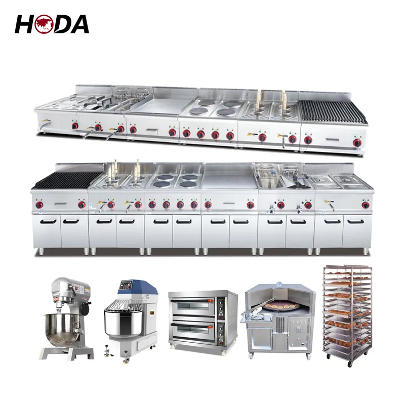 Equipo de cocina modular de segunda mano para hospital, utensilios de cocina, máquina de sartén basculante, rollo de parrilla, OEM, comercial