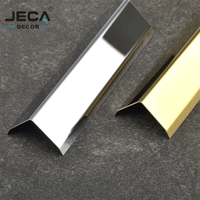 Foshan JECA New Style 304 Corner Protection Profiles For Building Wall Corner Covers Silver Shiny Stainless Steel Tile Trims