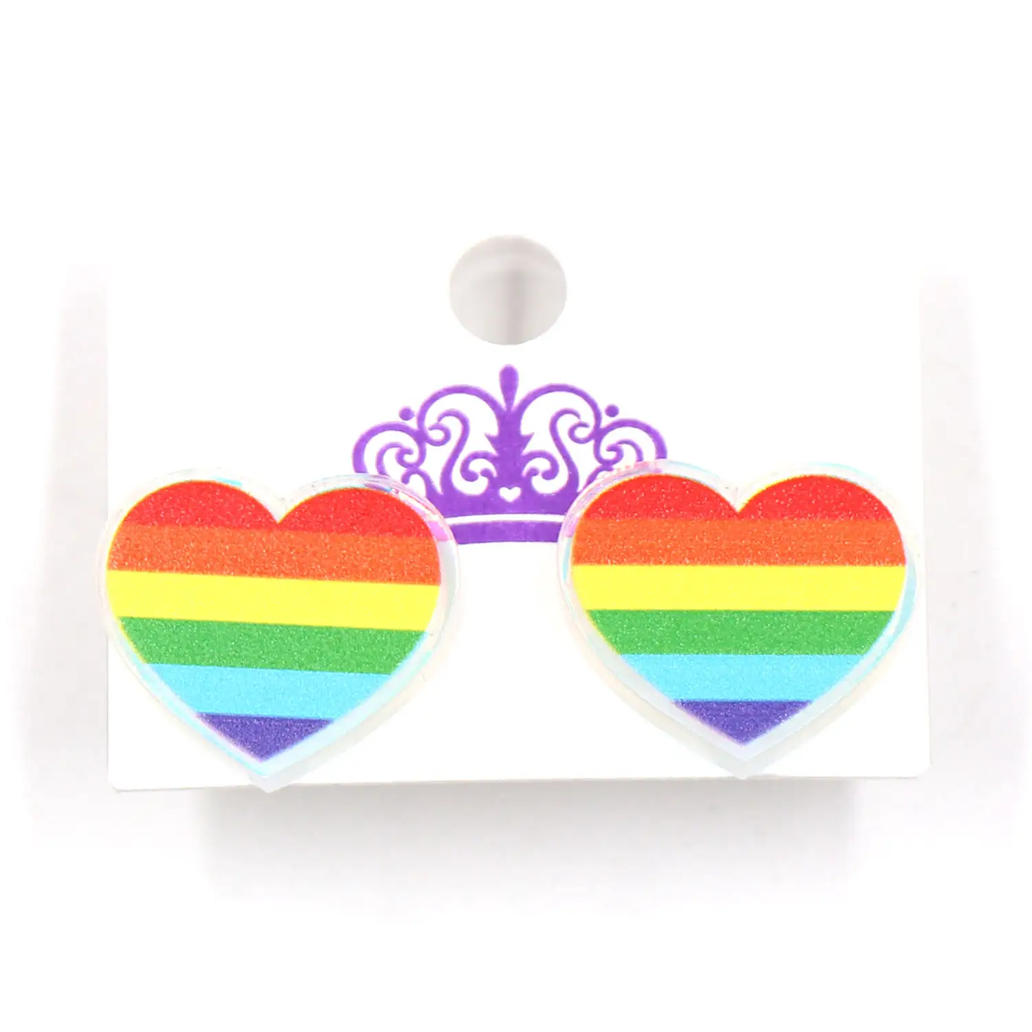 Brincos ERS876ER1906 CN 1 par de joias acrílicas da moda para orgulho e coração arco-íris iridescente de qualidade fina para festas femininas