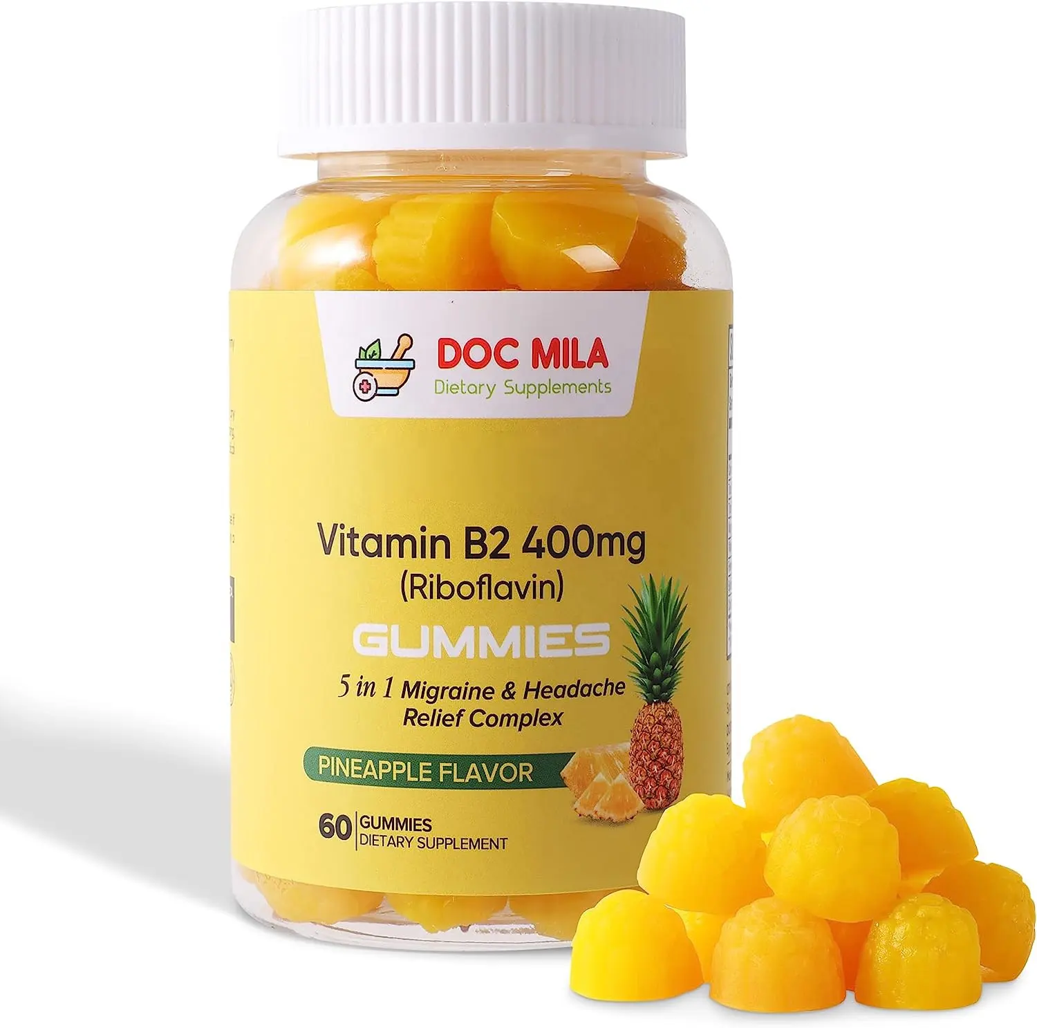 Vitamin B2 riboflavin hệ thống thần kinh Gummies cho chứng đau nửa đầu đau đầu Vitamin B2 riboflavin 400mg hỗ trợ & cứu trợ Gummy