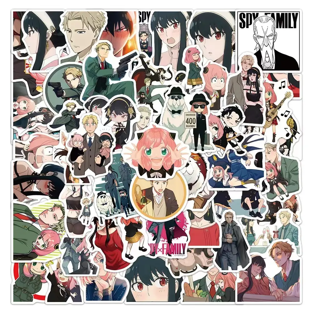 50 pieces set no repeat Japanese anime stickers death note data a live SPY x Family Chainsaw man personality notebook stickers