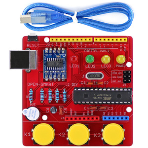 OPEN-SMART UNO R3 DIY ATmega328P Placa DE DESARROLLO Kit de piezas de soldadura con botón LED zumbador para Arduino