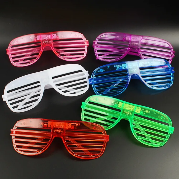 Hstyle LED Glasses 3 Colors Light Up Shutter Shades Glow Sticks Glasses Party Favors Flashing LED Sunglasses Costumes