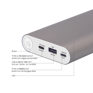 USB TYPE-C PD 100W电源组26800毫安铝合金便携式电源笔记本手机显示功能兼容 - Product Image 5
