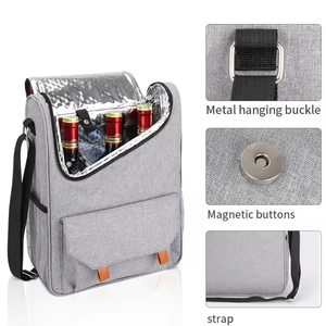 Trage tasche für tragbare Picknick tasche 3 Flaschen Isolierter Marken wein kühler Eis beutel Glas kühler Kühl beutel - Product Image 6