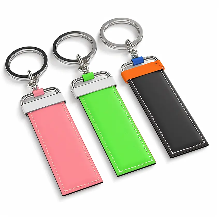 Wholesale Manufacturer Blank Cheap Custom Metal Luxury Accessories Real Leather Key Chain Genuine Pu Faux Leather Car Keychain