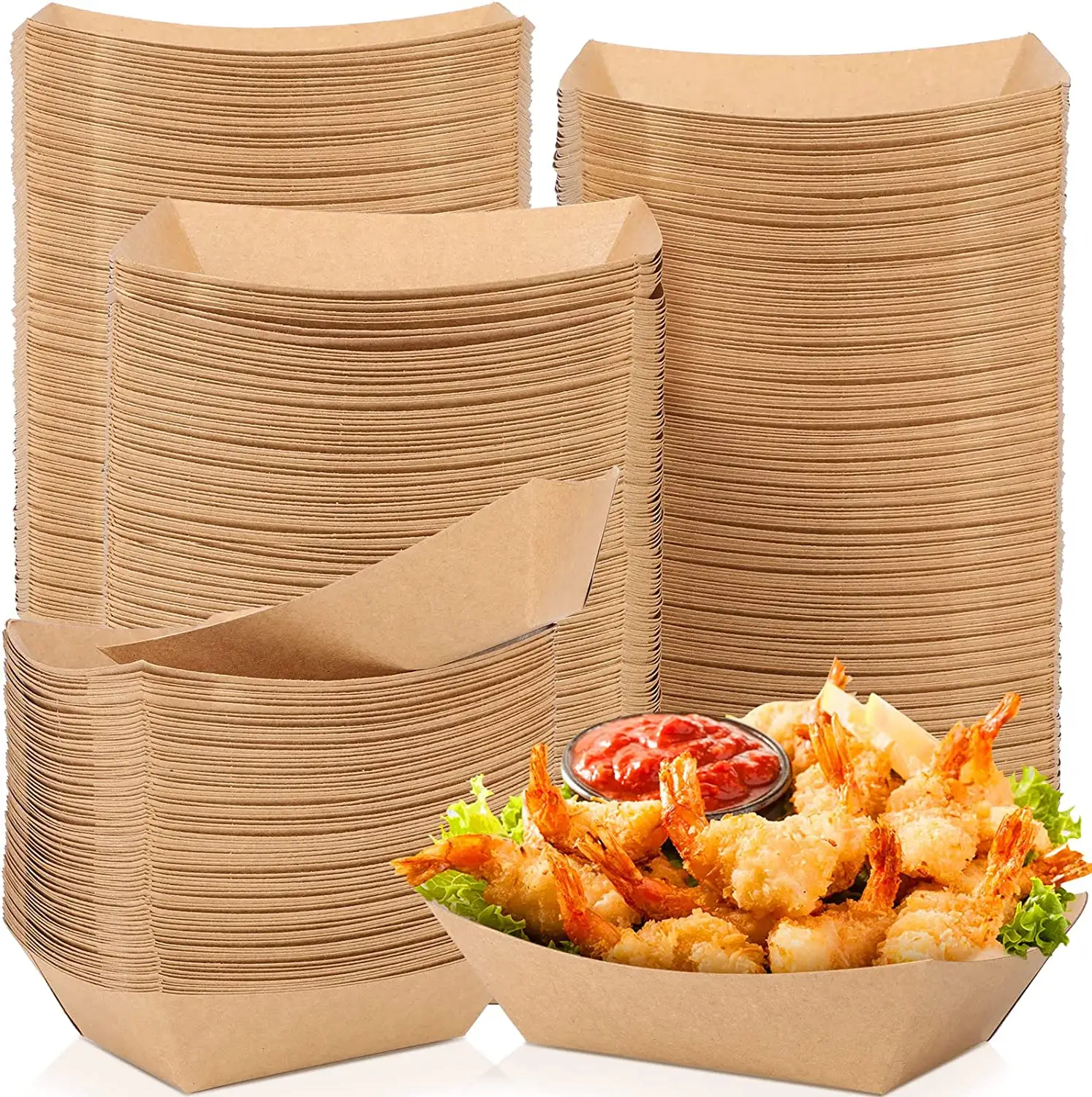 Vente en gros, emballage alimentaire imprimé personnalisé, plateau alimentaire en papier de Snac frit pour bateau