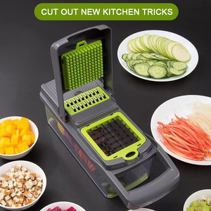 Hot <strong>Selling</strong> 14-in-1 Food <strong>Cutter</strong> Multifunctional Vegetable Slicer with Mandoline for Veggie &amp; Onion Potato <strong>Cutter</strong> in Square Shape - Product Image 5