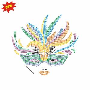 Transfer for T-shirt Wholesale Happy Mardi Gras Iron on Bling Transfer Mardi Gras <strong>Crown</strong> Rhinestone <strong>Flatback</strong> Motif Rhinestones - Product Image 4