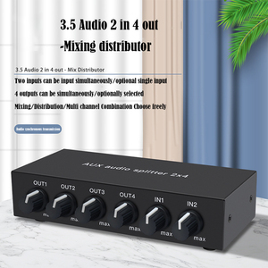 <strong>Audio</strong> Splitter <strong>2</strong> in 4 Out <strong>2</strong> in 4 Out Mix 3.5 mm AUX Hi-fi Stereo with Volume Adjustment - Product Image 2
