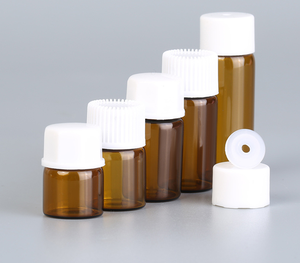 Empty 1ml 2ml 3ml 5ml Amber Glass Vial Essential Oil <strong>Bottle</strong> <strong>With</strong> Black Screw <strong>Cap</strong> - Product Image 6