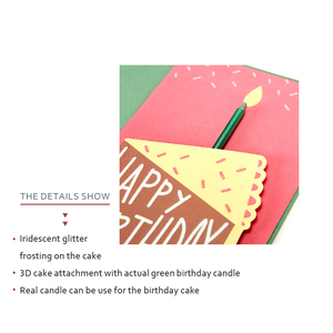 High Quality Sweet Cake Birthday <strong>Cards</strong> with <strong>Real</strong> Candle, Handmade Custom Printing Greeting <strong>Cards</strong> - Product Image 2