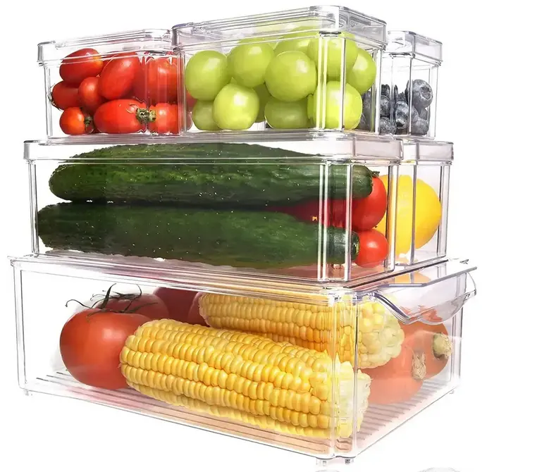 냉장고 주최자 뚜껑을 가진 쌓을수 있는 냉장고 조직자 Bins, 가정 저장 콘테이너, 냉장고 Bins 조직자 음식 콘테이너