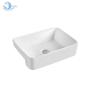 半安装盆矩形陶瓷柜洗手盆浴室水槽 - Product Image 1