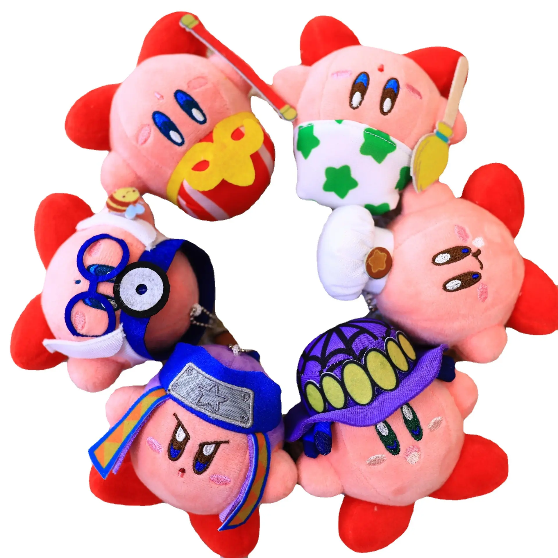 Toptan 10cm japon Kirby peluş oyuncak Anime Kawaii yıldız Kirby çanta kolye anahtarlık sevimli dolması Stuffed che bebek kız süsler