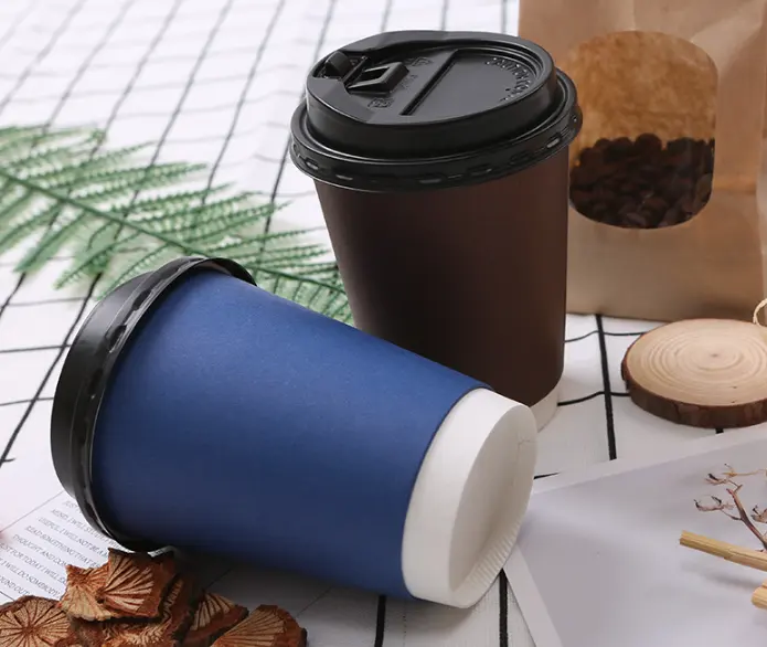 Benutzer definierte LOGO 4oz 8oz 12 oz 16oz Ccfe Tassen Einweg Doppel wand folie Stempeln Heißer Tee Kaffee Pappbecher Mit Deckel