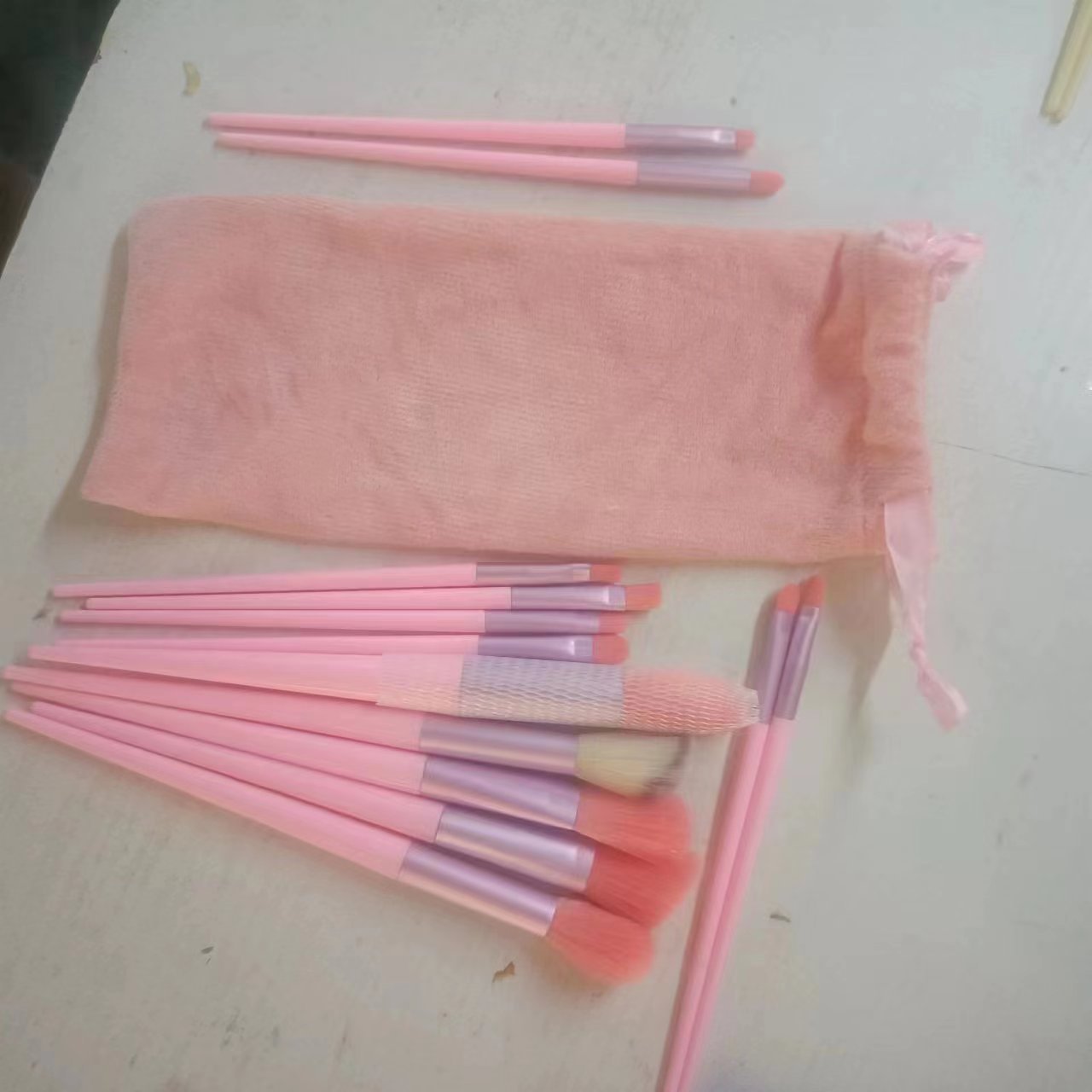 Pink 13-piece velvet cloth bag set