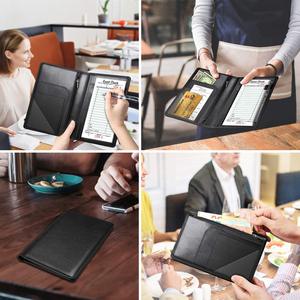 PUレザーレストランゲストチェックプレゼンターとウェイターブックオーガナイザーはジッパーポケット付きサーバーブックを保持します - Product Image 3