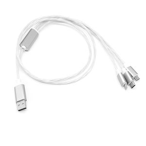 Yüksek kalite 1m 2m akan ışık Usb kablosu ışıklı Led lamba şarj kablosu Led 3 in 1 PVC Usb kablosu C ve mikro yazın - Product Image 6