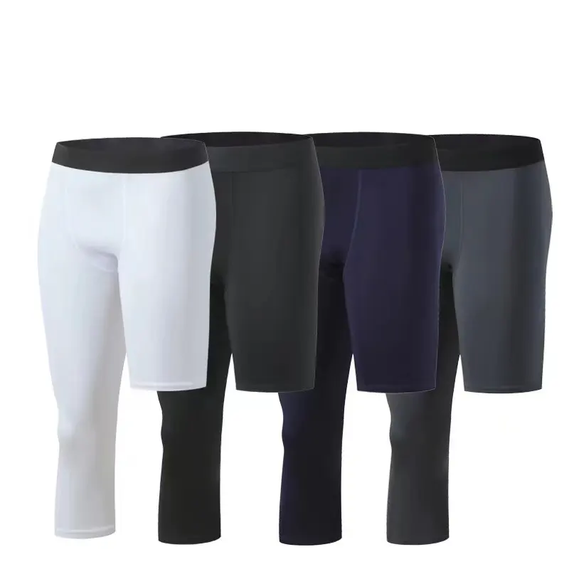Sıkıştırma pantolon özel Logo Polyester elastik basketbol taban katman koşu spor spor salonu tayt erkekler için