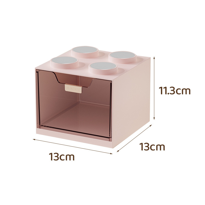 Petite boîte de rangement pour blocs de construction-rose
