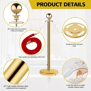 Vàng giao thông đứng thép không gỉ kiểm soát đám đông hàng đợi cực rào cản stanchions thảm đỏ cực cho giao thông rào cản & cảnh báo - Product Image 3