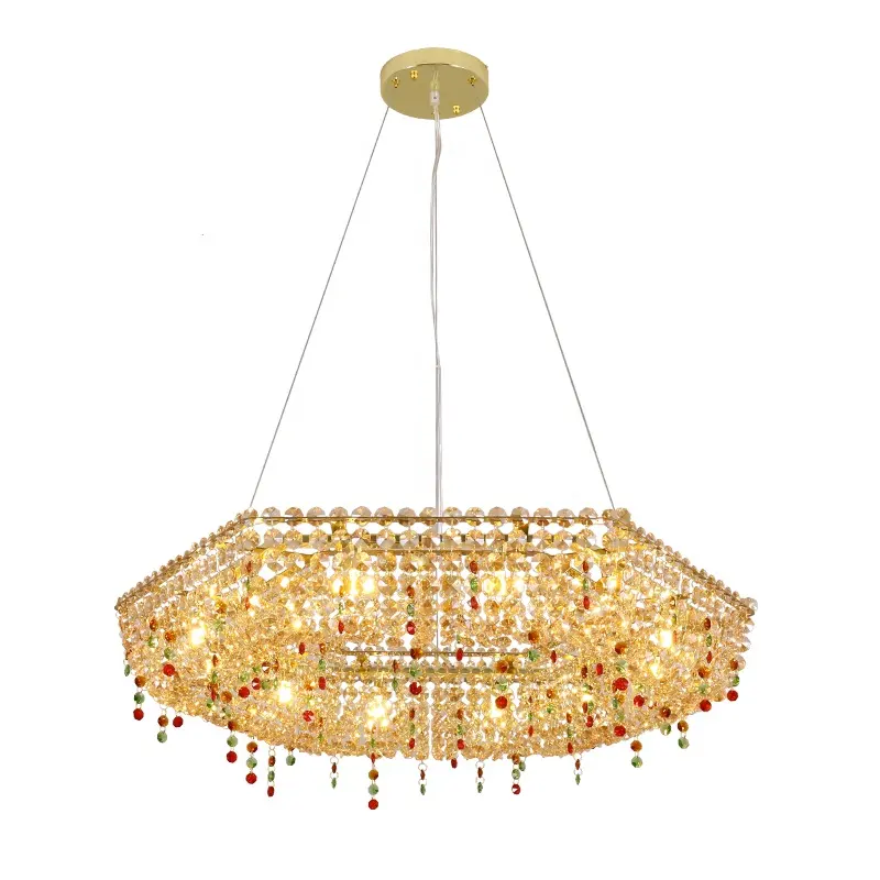 Luz pendente hexagonal k9, lustre de cristal em dubai