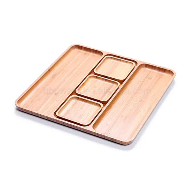 Easy To Use New Design Removable Snack Dish Room Service Plate Bamboo Appetizer Tray