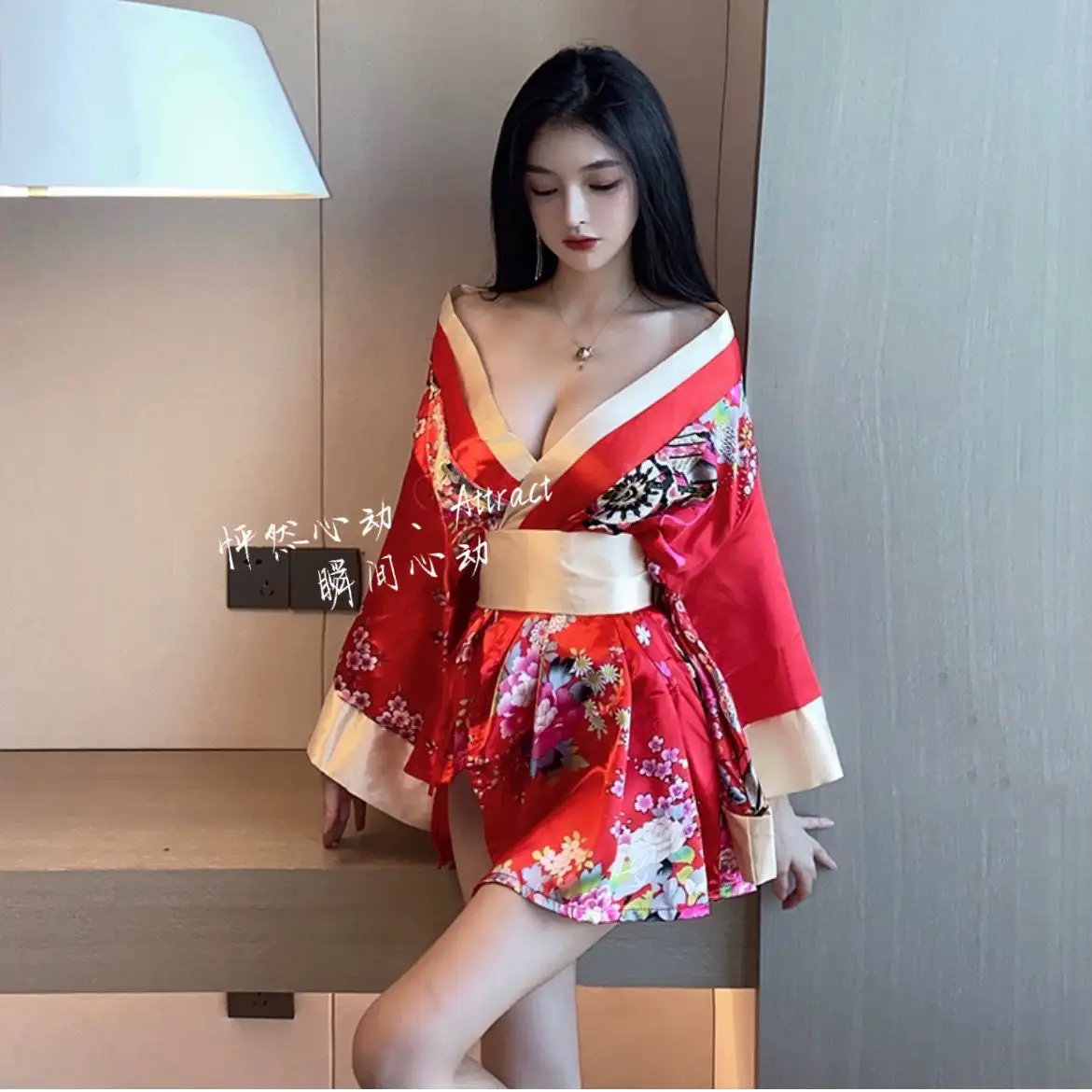 Japonés Showa Geisha Kimono War Robe Uniforme Seductor Albornoz Pijama Cosplay Kimono Disfraz