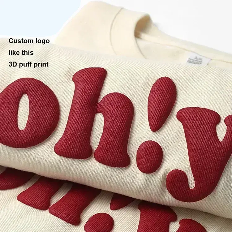 Oem Tee 100% Cotton Oversized Men's T-shirts Heavy Weight Screen Printing Tshirts Custom Logo Men Foam 3d Puff Print T Shirt