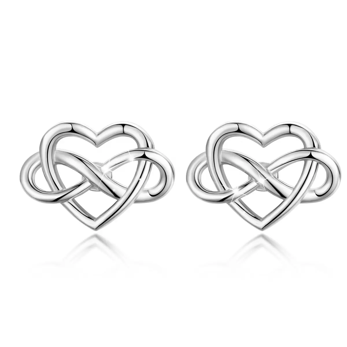 Merryshine-pendientes de plata de ley 925 para mujer, con forma de corazón, con cierre de tuerca