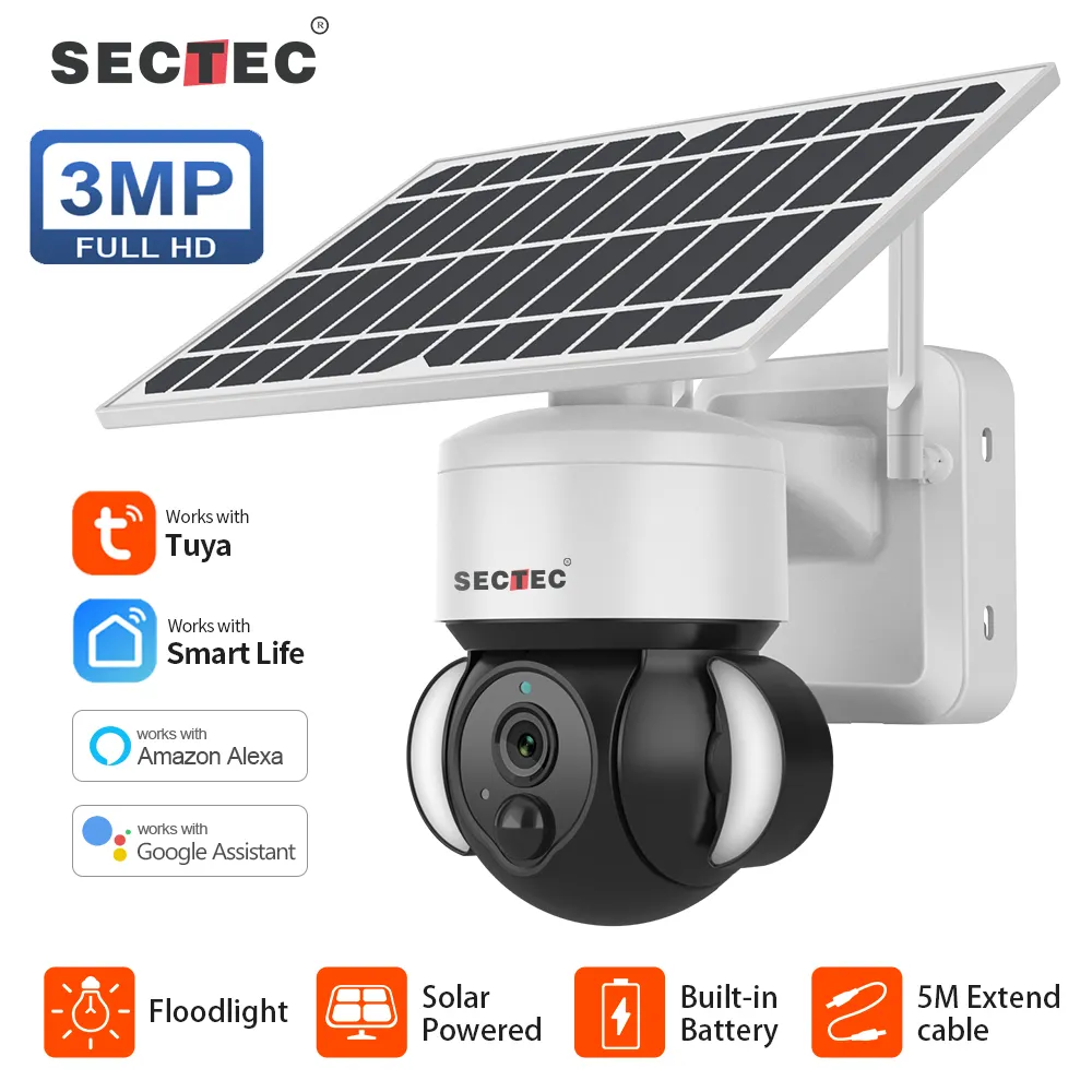 2023 Tuya 4G GSM SIM Card Tuya smartlife Wireless Surveillance Solar Camera 4G Wifi Security Solar Power 4G Security Camera