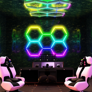 Пользовательские RGB шестиугольные сотовые светильники модульные шестиугольные сотовые светодиодные фонари для автомастерских - Product Image 3