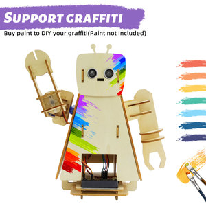 Kit de programación de madera para montaje de bricolaje, programación STEM, Kit de aprendizaje de Robot de saludo DIY para Arduino Starter con placa Microbit