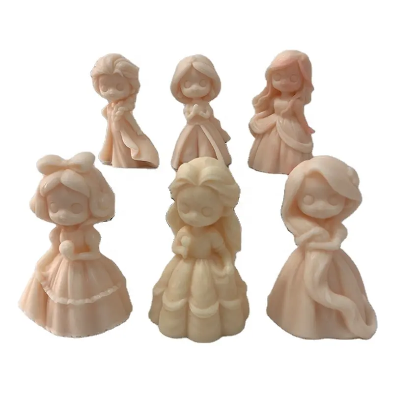 DIY Princess Girl Gypsum Mold Boneca Decoração Car Montado Perfumado Pedra perfumada vela molde Aromaterapia Vela Silicone Mold