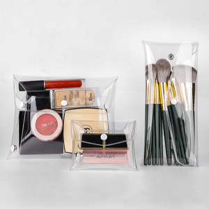 Wholesale Transparent Clear Cosmetic Bag PVC Makeup Brush Bag Small Button Cosmetic <strong>Pouch</strong> - Product Image 5