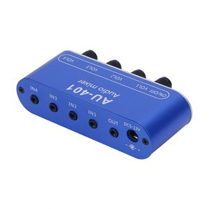 AU-401 4 Channel <strong>Audio</strong> Mixer Sound Mixer 5DB Gain with 4 <strong>Inputs</strong> 1 <strong>Output</strong> for Stereo <strong>Audio</strong> Sources - Product Image 5