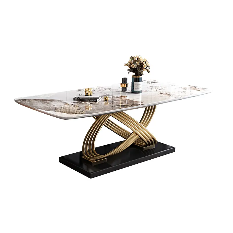 Modern dining room furniture nordic rectangular luxury marble dining table dining table set with chairs for sale