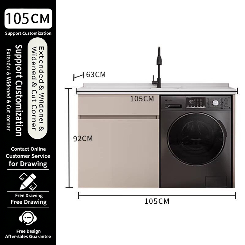Mueble de 105 cm + Lavabo Integrado de Piedra de Cuarzo