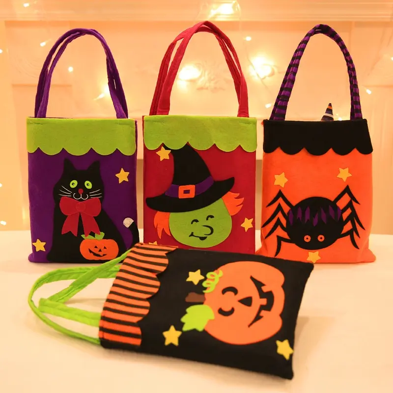 Decorazioni di Halloween portatile in feltro Tote Basket borsa Ghost Festival borse bambini Halloween Candy Bucket 2023