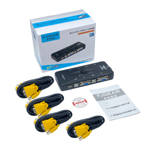 FJ-4UK-T (带2.0纯铜) FJGEAR即插即用4端口4进1出VGA Kvm交换机Usb2.0 4主机共享一个监视器交换机 - Product Image 6