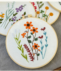 Cross Stich Embroidery <strong>Kit</strong> for Beginners Easy Stamped Floral <strong>Pattern</strong> Fabric Hand Crafts DIY Needlework Embroidery Hoop Set - Product Image 4