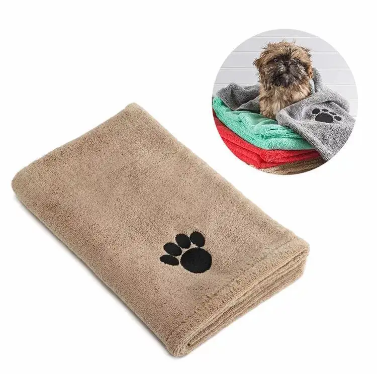 Serviette de bain Super absorbante à séchage rapide pour chien, serviette pour animaux de compagnie en microfibre avec Logo brodé personnalisé, vente en gros